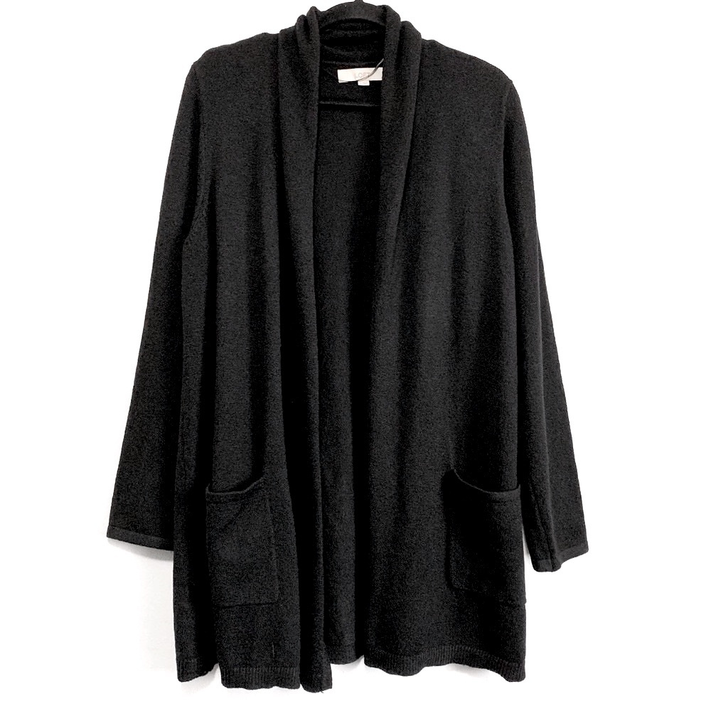 LOFT Black Knit Open Cardigan